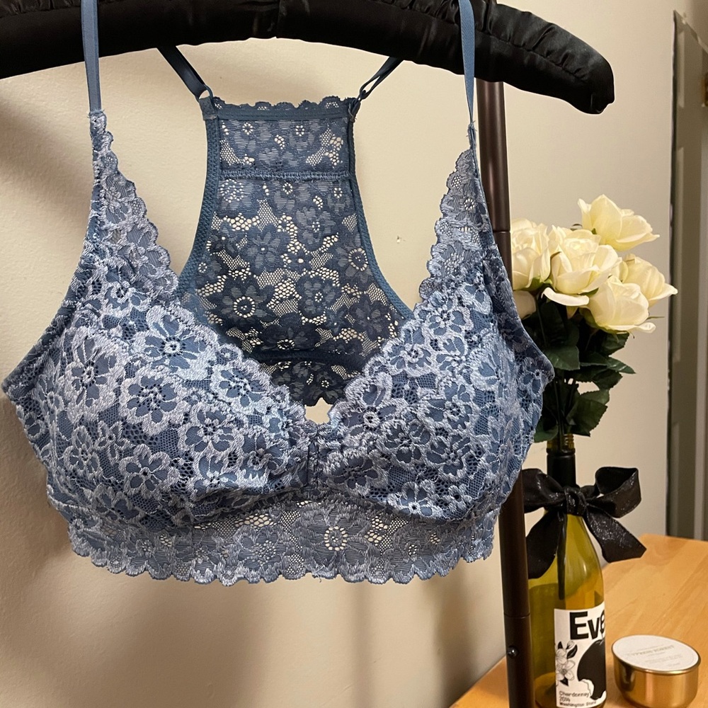 Aerie lace padded bralette light blue size M